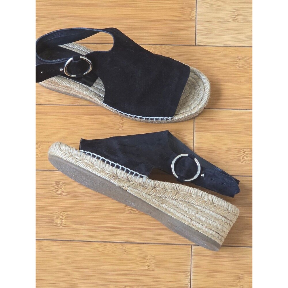 Rag & Bone Calla Black Suede Wedge Espadrilles Made in Spain EU 39 US 9